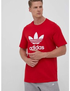 Bavlněné tričko adidas Originals červená barva, s potiskem