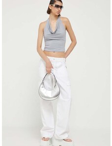 Kalhoty Hollister Co. dámské, bílá barva, jednoduché, high waist