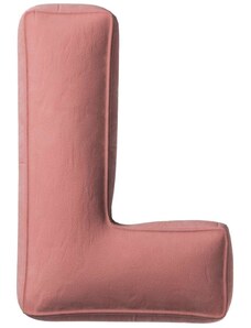 Yellow Tipi Korálově růžový sametový polštář písmeno L 40 cm