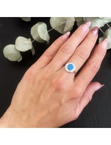 Pfleger Stříbrný prstýnek modrý opál 12mm rhodiovaný