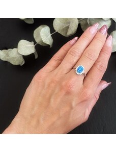 Pfleger Prsten s modrým opálem a zirkony