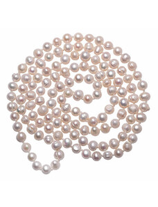 Nefertitis Exkluzivní dámský perlový náhrdelník z bílých perel 114 cm - délka cca 114 cm