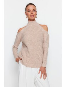 Trendyol prášková stříbřitá okna / vystřižený detail pleteného svetru
