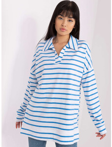 BASIC Bílo-modré pruhované tričko s límečkem --white-blue Pruhovaný vzor