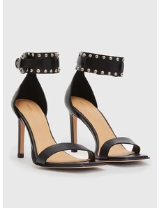 Kožené sandály AllSaints ALMA dámské, černá barva, na podpatku, WF027Z