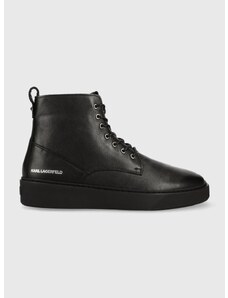 Kožené boty Karl Lagerfeld FLINT pánské, černá barva, KL53350