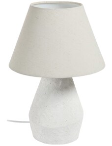 Bílá stolní lampa Kave Home Noara se lněným stínidlem