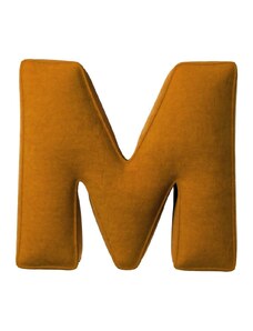 Yellow Tipi Cihlově oranžový sametový polštář písmeno M 40 cm