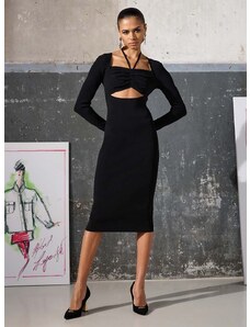 Šaty Karl Lagerfeld KL x The Ultimate icon černá barva, midi