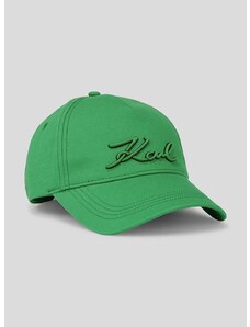 Bavlněná baseballová čepice Karl Lagerfeld zelená barva, s aplikací