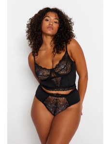 Trendyol Curve Black Lace Detailed Bustier-Panties Underwear Sets