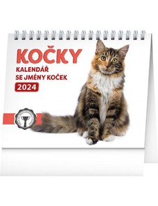 PRESCO GROUP, a.s. Stolní kalendář Kočky – se jmény koček 2024 PGS-32600-24