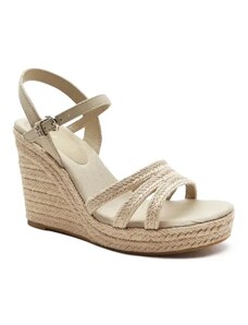 Tommy Hilfiger Boty na klínku ESSENTIAL BASIC WEDGE SANDAL s přídavkem kůže