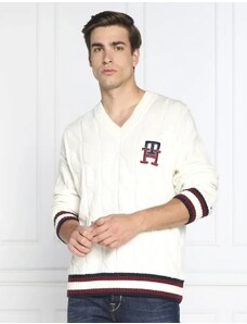 Tommy Hilfiger vlněný svetr monogram cable cricket | oversize fit