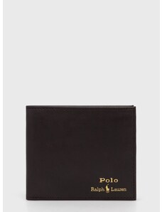 Kožená peněženka Polo Ralph Lauren pánská, hnědá barva, 405803865001