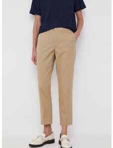 Kalhoty Levi's dámské, béžová barva, střih chinos, high waist