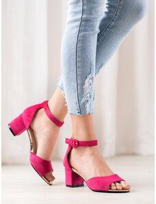 VINCEZA Módní dámské fialové sandály na širokém podpatku