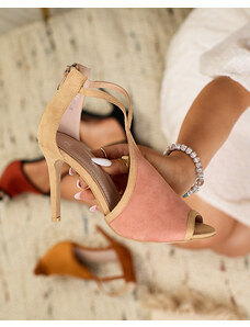 Poti Pati Růžovo-béžové dámské sandály na jehle Ibbizo- Obuv - Béžová || Růžová