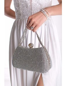 Paris Style Stříbrná společenská kabelka Catryna