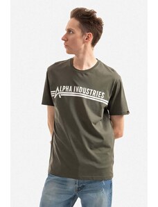 Bavlněné tričko Alpha Industries zelená barva, 126505.142-green