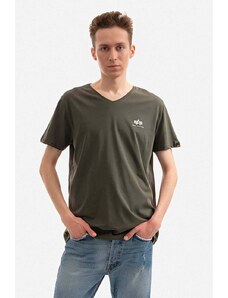 Bavlněné tričko Alpha Industries zelená barva, 106513.142-green