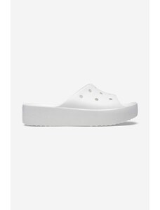 Pantofle Crocs Classic Platform Slide dámské, bílá barva, na platformě, 208180