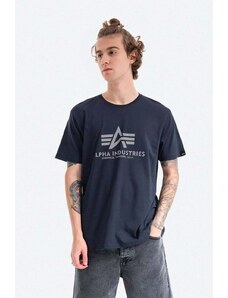 Bavlněné tričko Alpha Industries tmavomodrá barva, s potiskem, 100501RP.07-navy