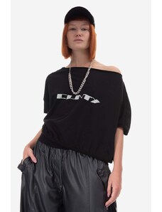 Bavlněné tričko Rick Owens Knit černá barva, s potiskem, DS01C6243.RNEP2.BLACK-BLACK