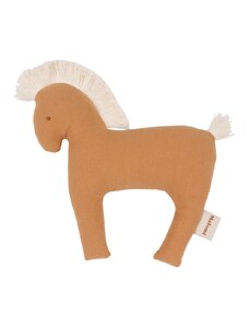 Malomi Kids Oranžová bavlněná hračka Horse s chrastítkem