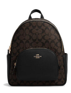 Coach Court Backpack In Signature Canvas Brown Black