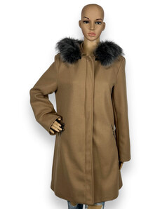 Italia fashion Dámský flaušový kabát oříškové barvy LARA