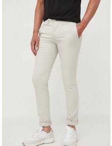 Kalhoty Tommy Hilfiger pánské, béžová barva, přiléhavé, MW0MW26619