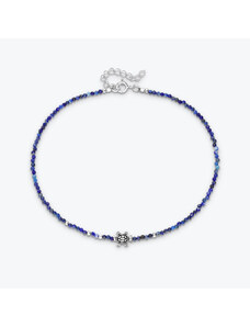 Estemia Nákotník Želva ze stříbra a lapis lazuli se stříbrnými korálky - Ag925