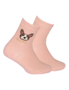 Dívčí ponožky se vzorem WOLA CUTE růžové
