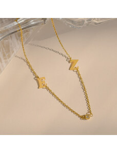 MIDORINI.CZ Dámský personalizovaný náhrdelník se dvěmi písmenky a zirkonem na přání