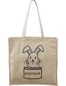 Roni Syvin + Adler/Malfini Ručně malovaná větší plátěná taška - Antidepresivní králík