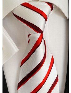 Hedvábná kravata Beytnur 18-9 bílo červená