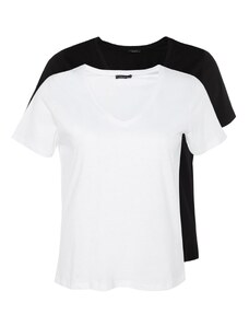 Trendyol Curve Black-White 2 Pack Basic Knitted T-Shirt