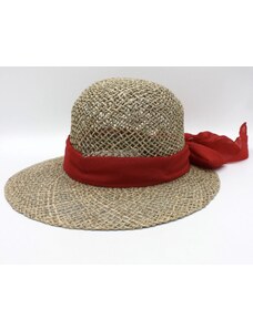 Slaměný klobouček z mořské trávy s červenou mašli - Fiebig 1903