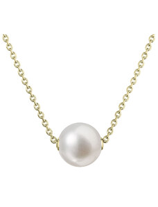 EVOLUTION GROUP Pozlacený stříbrný náhrdelník s pevnou bílou říční perlou na řetízku 22047.1