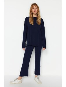 Trendyol Navy Blue Wide fit Top and bottoms Set with Trousers, Knitwear