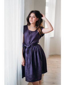 Lněné šaty Olivie tmavě fialové