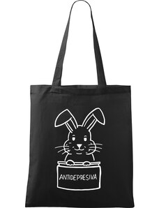 Roni Syvin + Adler/Malfini Ručně malovaná menší plátěná taška - Antidepresivní králík