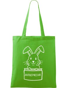 Roni Syvin + Adler/Malfini Ručně malovaná menší plátěná taška - Antidepresivní králík