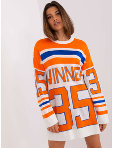 Fashionhunters Oranžový dlouhý oversize svetr