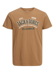 Jack and Jones Tričko Logo hnědé