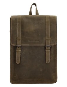 Hide & Stitches Zelený městský kožený batoh „Metropolitan“