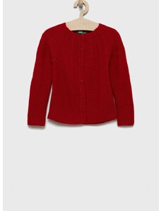 Dětský svetr s příměsí vlny United Colors of Benetton červená barva, lehký