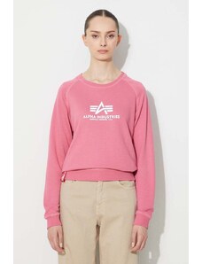 Mikina Alpha Industries New Basic Sweater Wmn pánská, růžová barva, s potiskem, 196031.49-pink