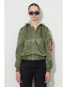 Bomber bunda Alpha Industries MA-1 Hooded Wmn 126003 01 zelená barva, přechodná